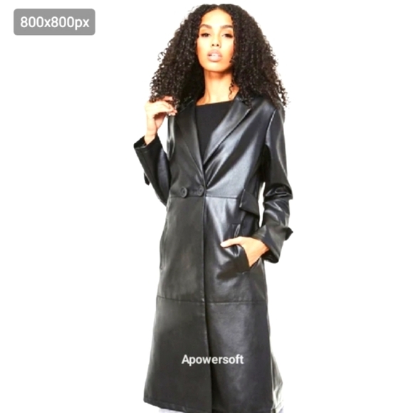 Vintage Vera Pelle Italian black leather trech coat size M - Picture 1 of 8
